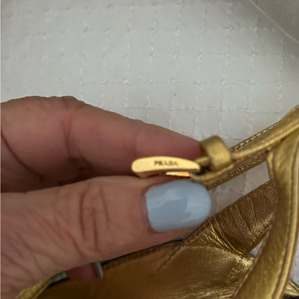 Prada Black and Gold Platform Sandals - Picture 5 of 6